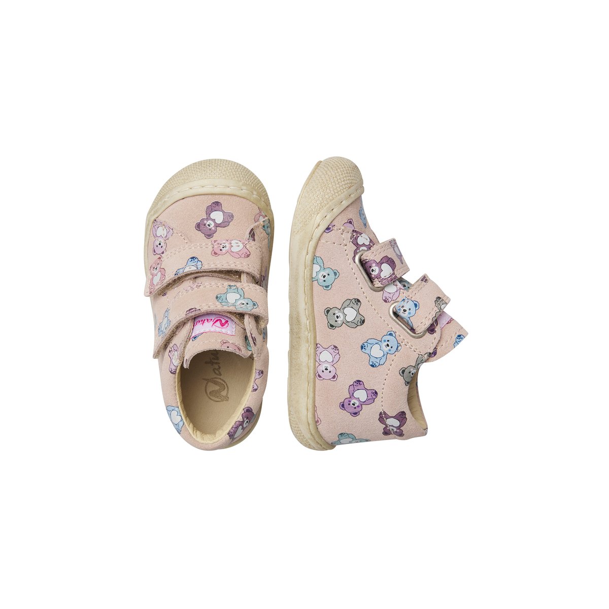 Chaussures premiers pas en suède COCOON VL rose poudré-céleste, NATURINO