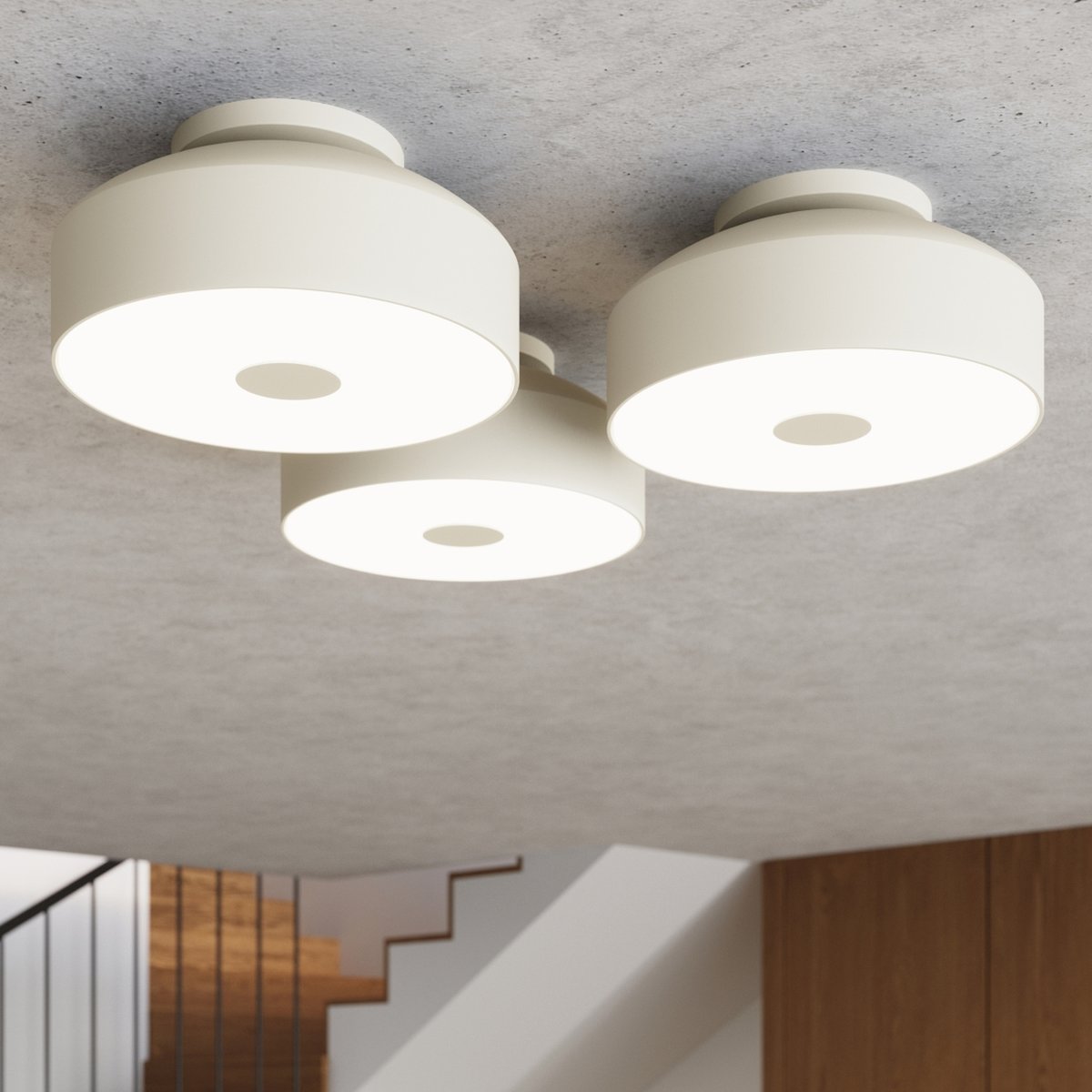 Plafonnier Acier Beige E27 4 Omiq beige, EDEN