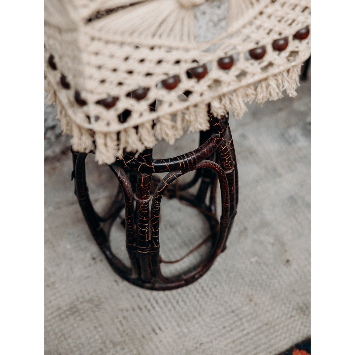 Lampe à poser en macramé Julia N°380 - Bon état noir, DEBONGOUT