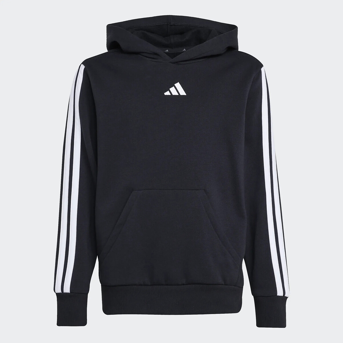 Felpa con cappuccio in tessuto garzato, 3 bande, ESSENTIALS nero , adidas Performance