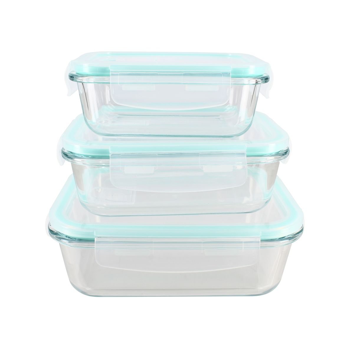 Lot de 3 boîtes hermétiques en verre, CLÉMENTINE transparent, MENASTYL