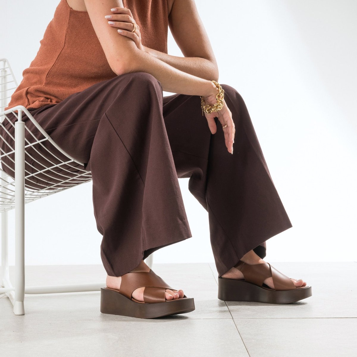 Sandale À Talon en cuir TALI camel, TEXTO