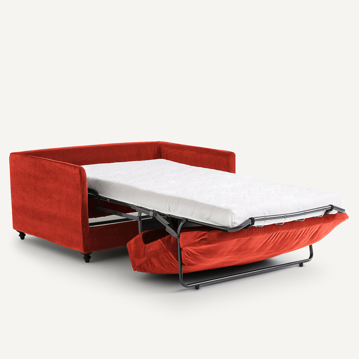 Canapé 2P convertible velours, Lazare rouge cinabre, AM.PM