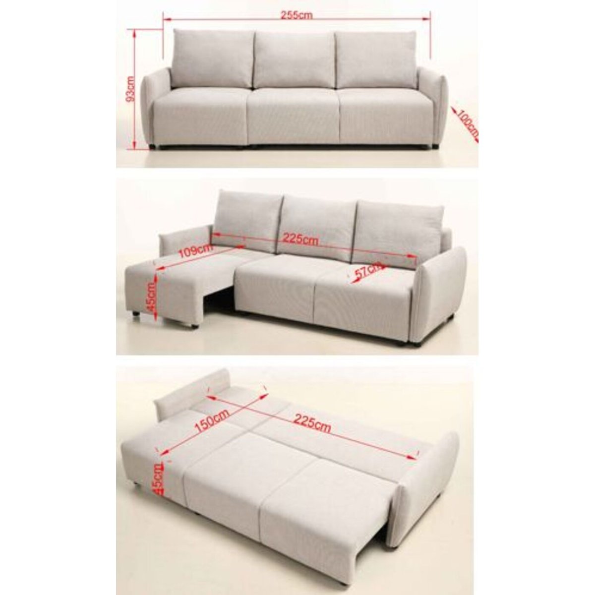 Canapé-lit en polyester, JULIET gris, KARE DESIGN