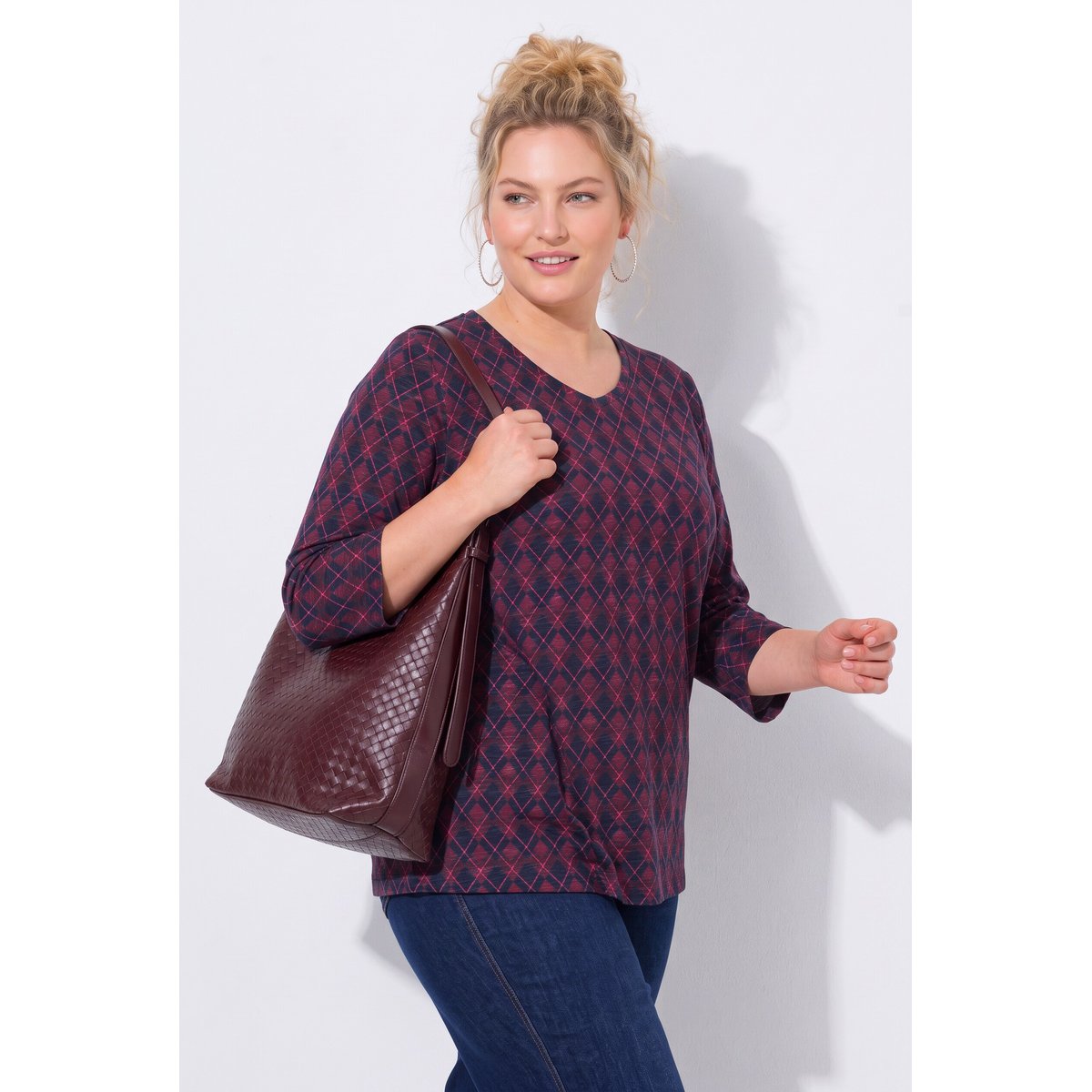 T-shirt long imprimé marine, ULLA POPKEN
