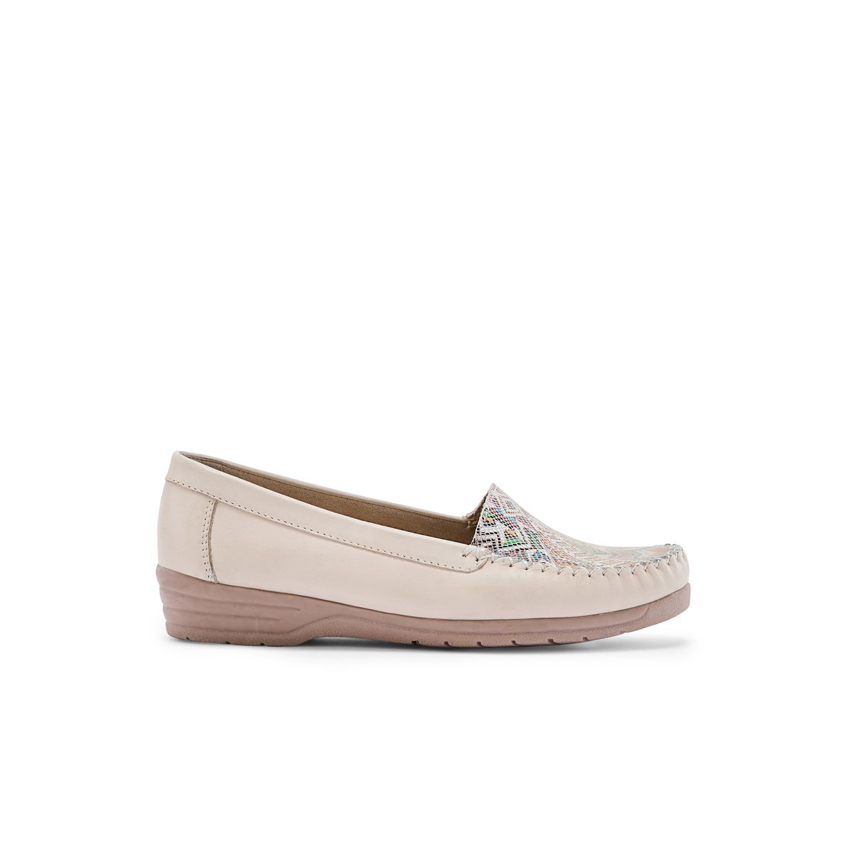 Mocassins grande largeur femme beige, PEDICONFORT