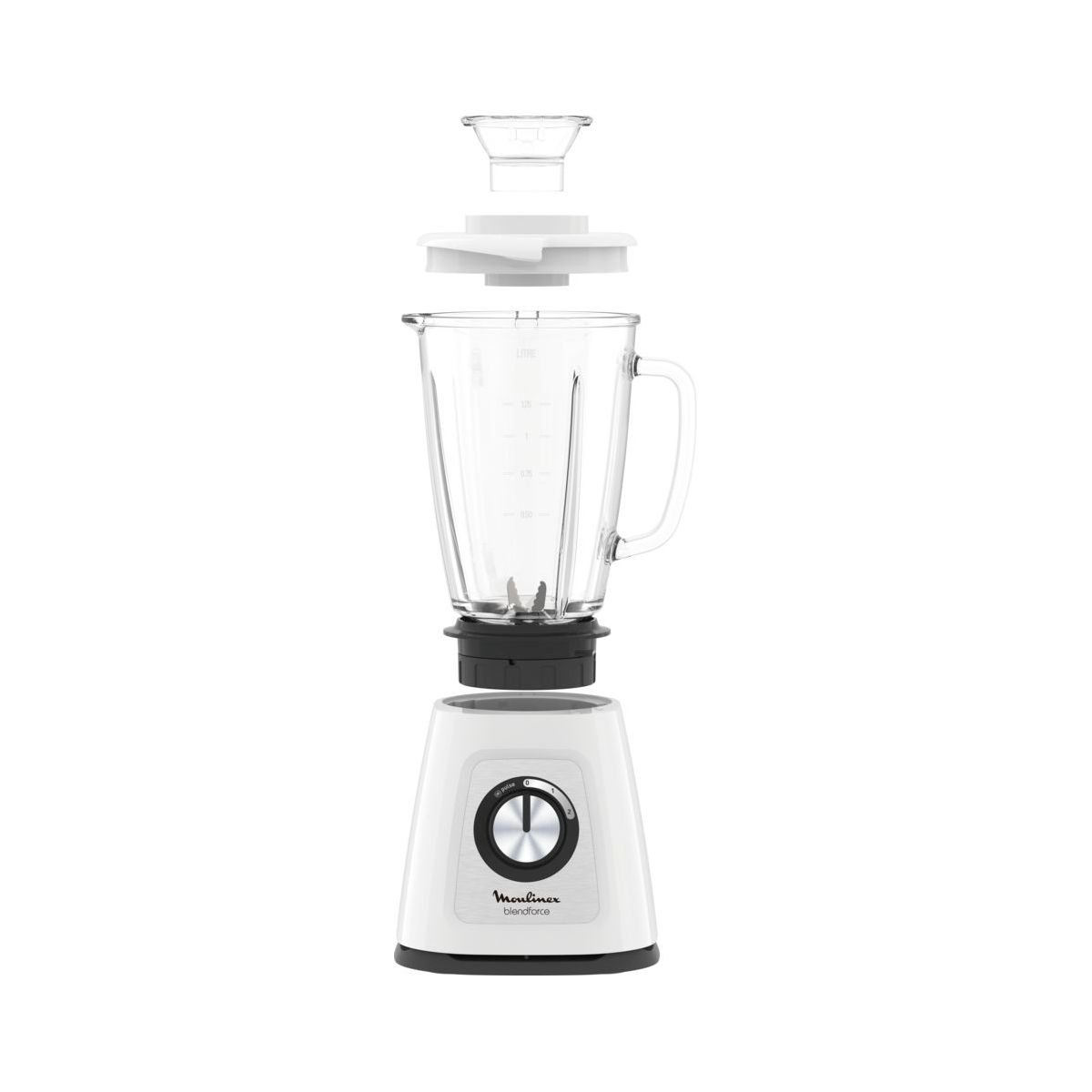 Blender BLENDFORCE LM436110 Spécial Glace Pilée - Bol Verre 1.75L blanc couleur unique, MOULINEX