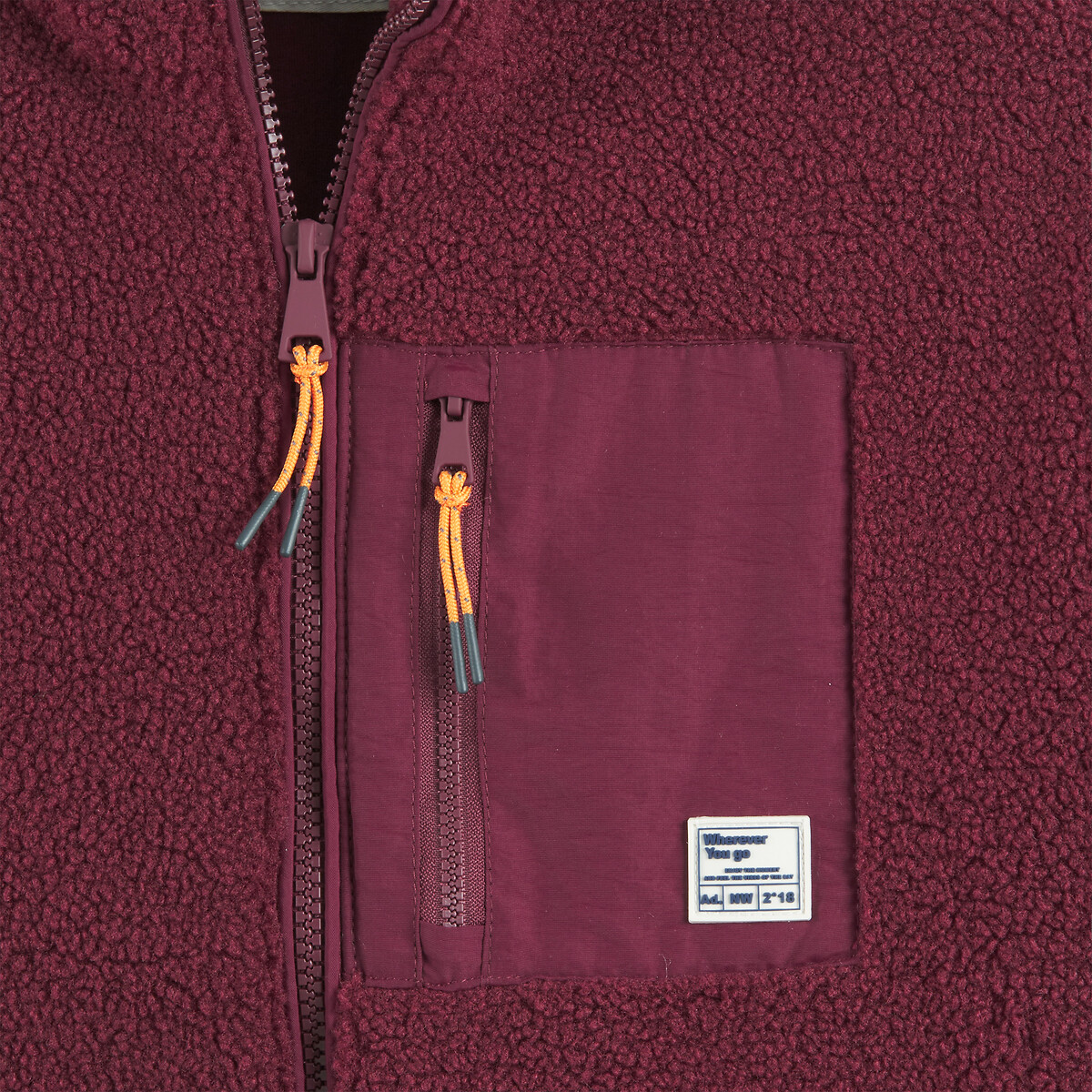 Chaleco de cuello alto con cremallera de tejido sherpa burdeos, LA REDOUTE COLLECTIONS