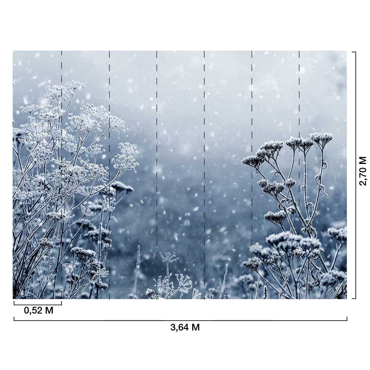 Papier peint panoramique Givre bleu intissé, HEXOA