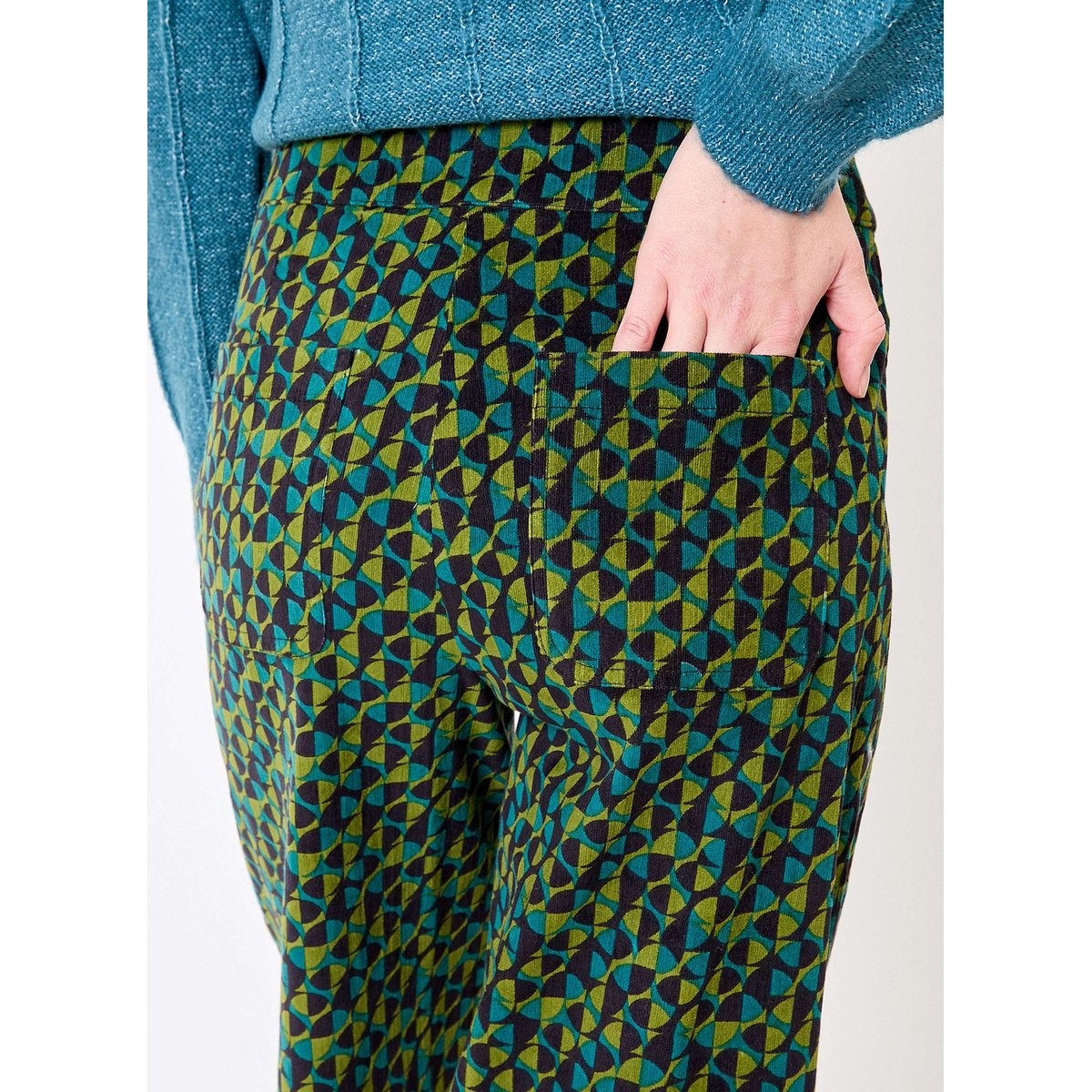Pantalon large velours côtelé OSCAR vert forêt, PRINCESSE NOMADE