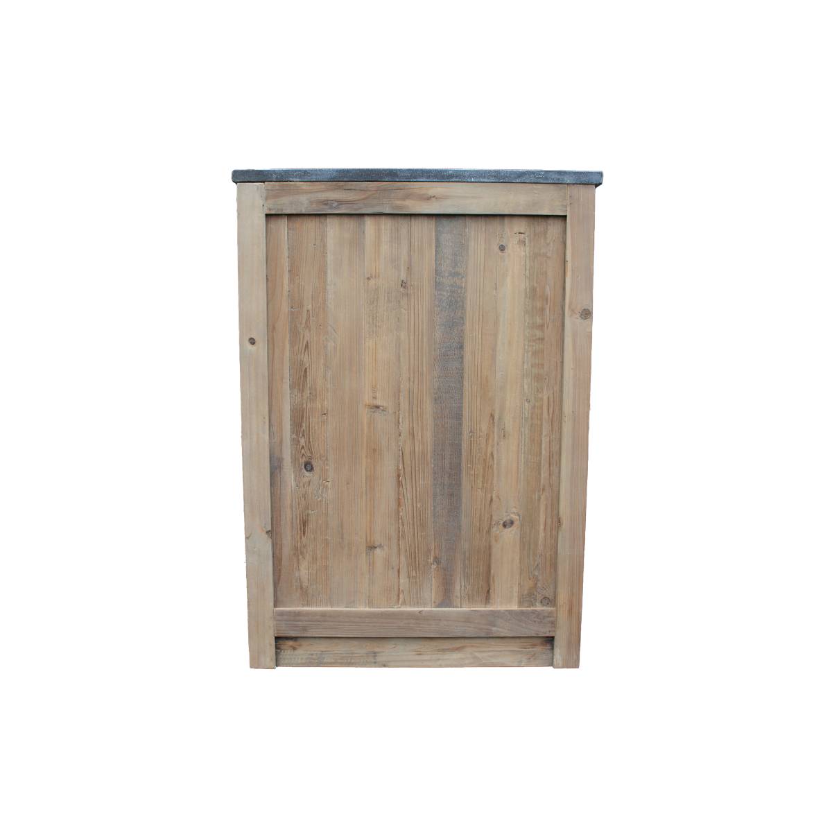 Meuble bas de cuisine en bois recyclé et pierre bleue CHAMPÊTRE bois clair, MADE IN MEUBLES