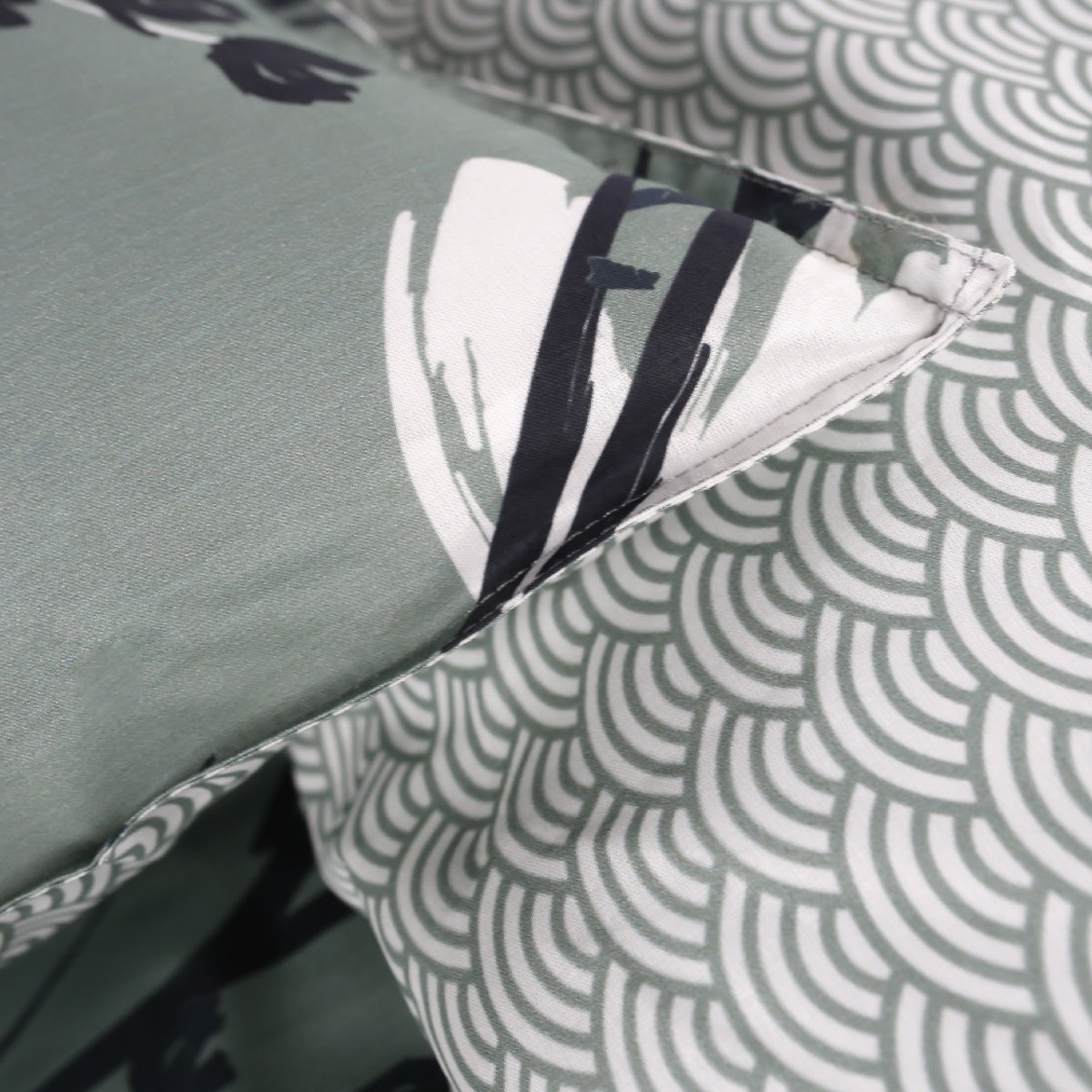 Parure de lit 2 personnes imprimé floral coton SUNSHINE ILA vert, TODAY