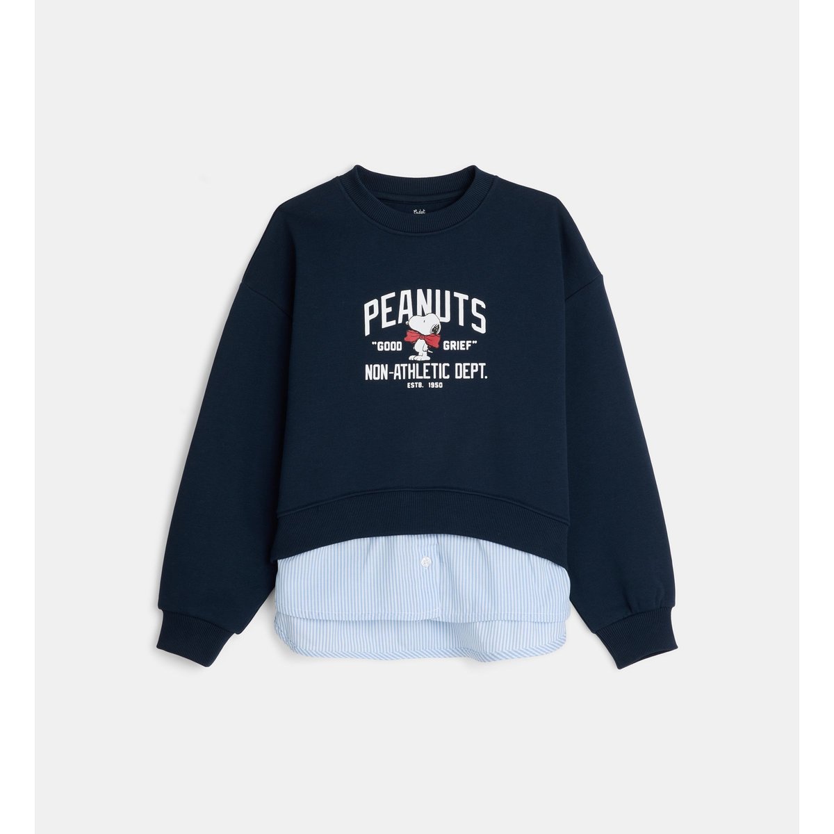 Sweat droit toutou snoo 2 en 1 avec bas de chemise bleu marine, CADET ROUSSELLE
