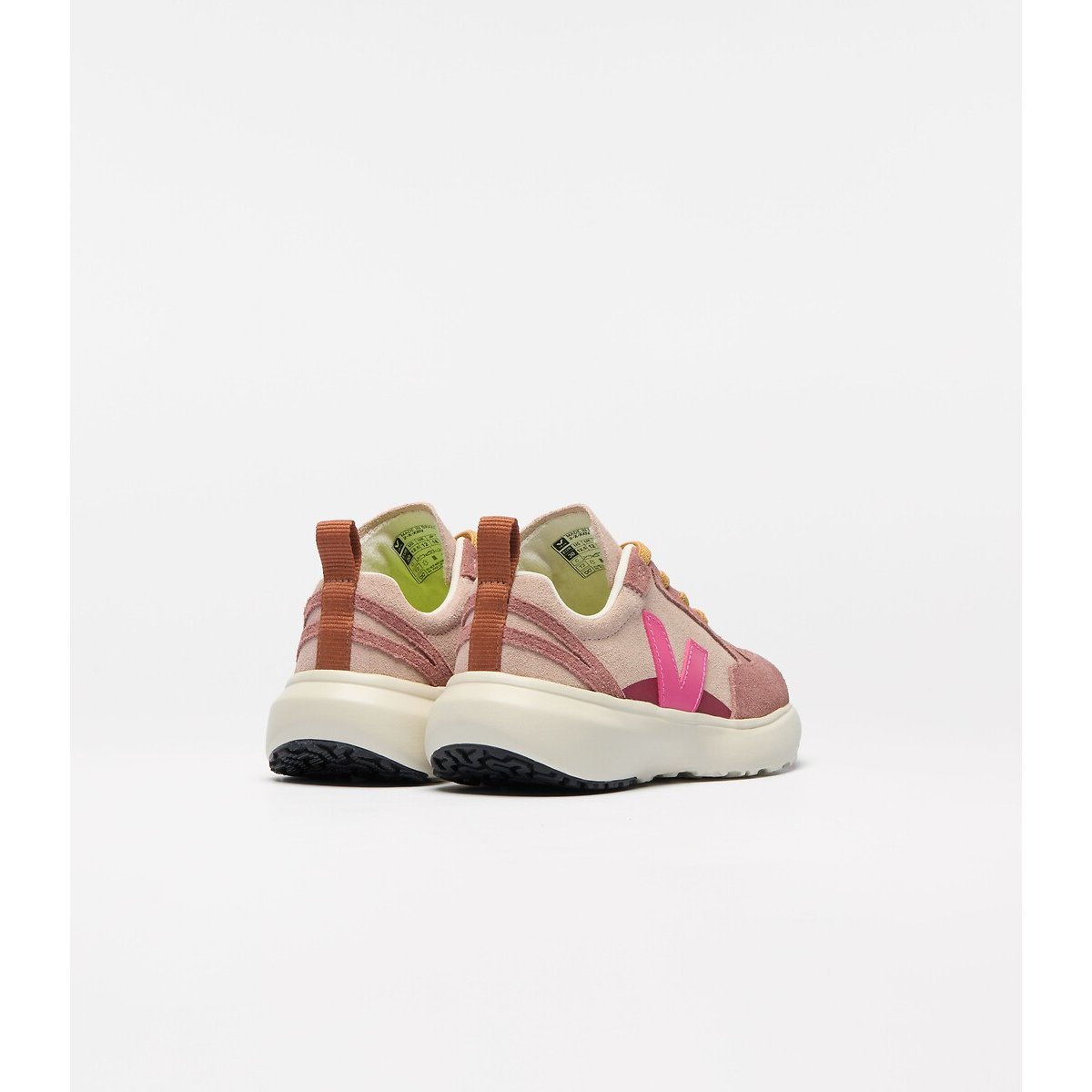 Baskets en cuir suédé, à lacets élastiqués, SMALL CANARY rose, VEJA