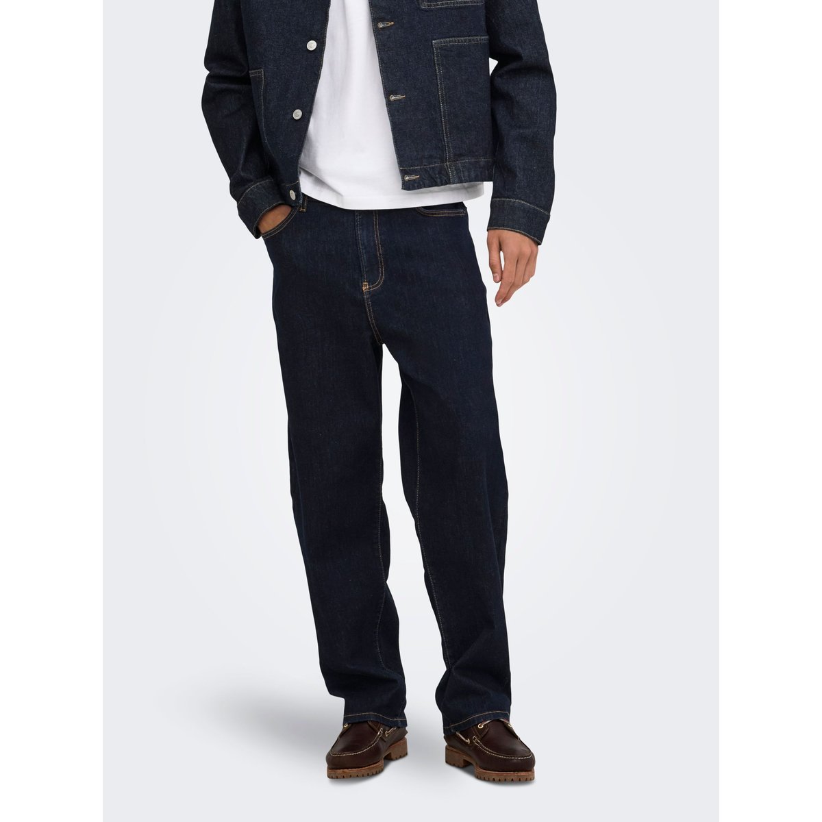 Jean À Coupe Ample dark blue denim, ONLY & SONS