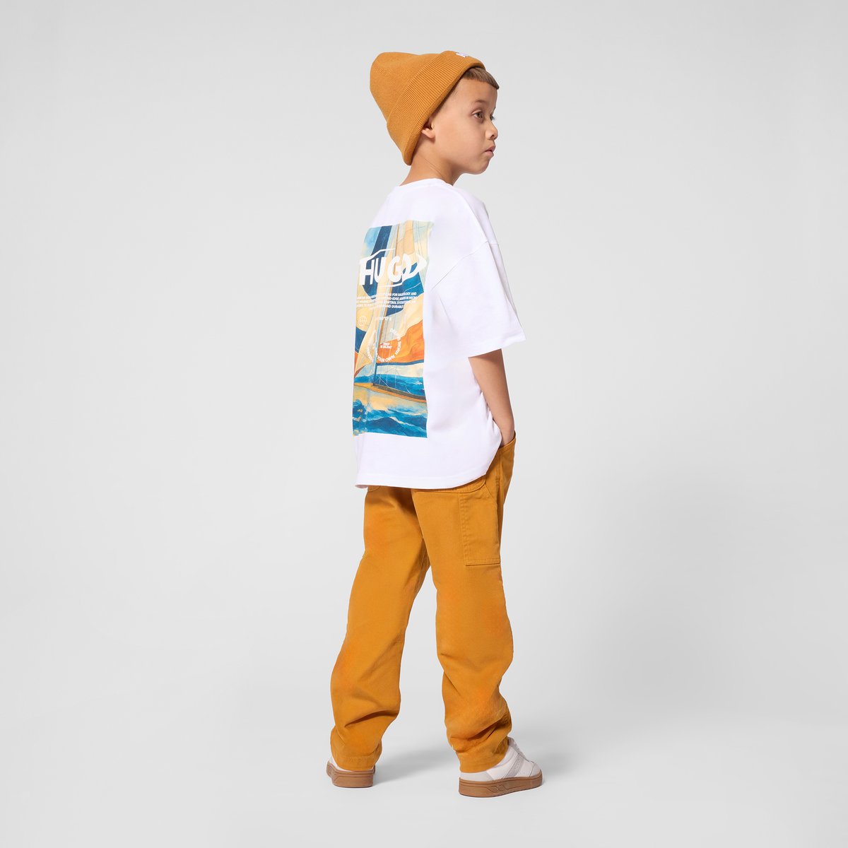Pantalon en coton sudan brown, HUGO KIDSWEAR
