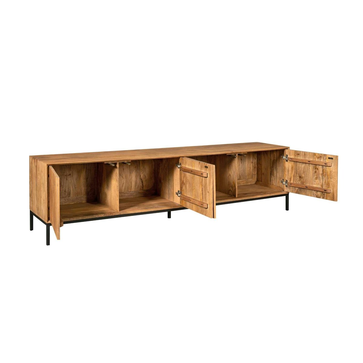 Meuble TV 4 portes bois rainuré CORTINA bois, PIER IMPORT