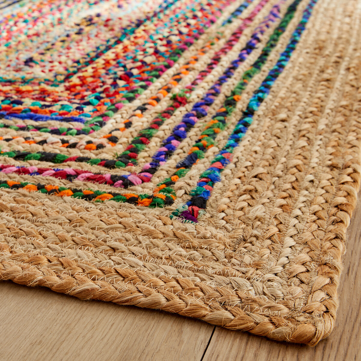 Tapis de couloir, fait main, en jute et coton recyclé, JACO multicolore, AM.PM