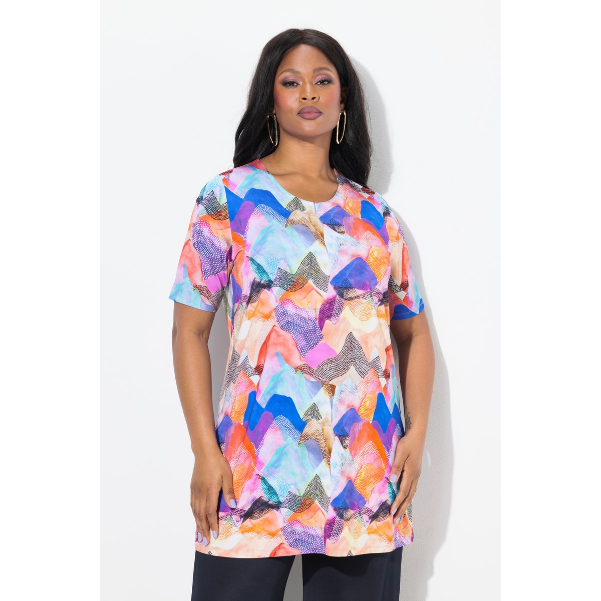 T-shirt long bleu turquoise, ULLA POPKEN