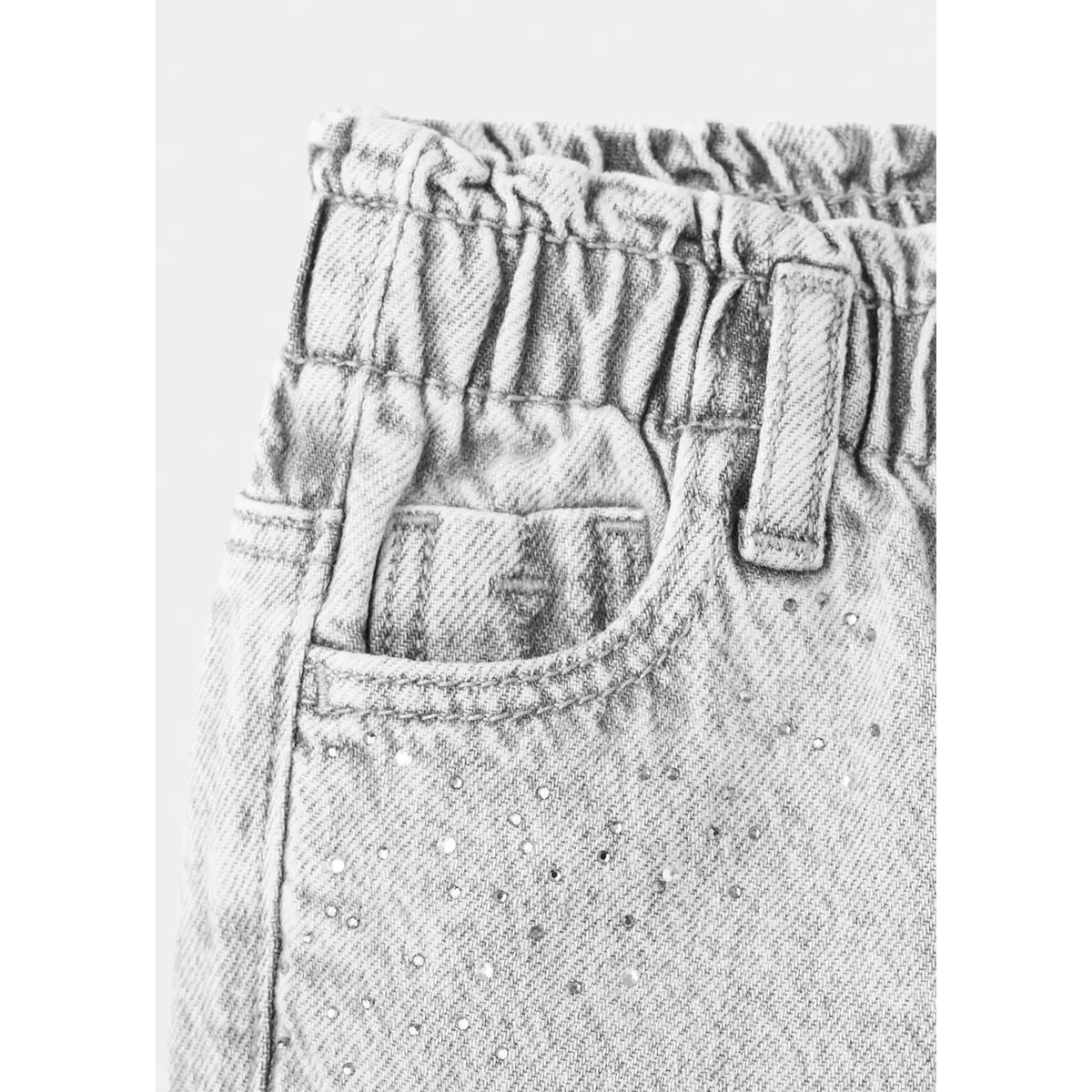 Jean paperbag à strass gris denim, MANGO BABY