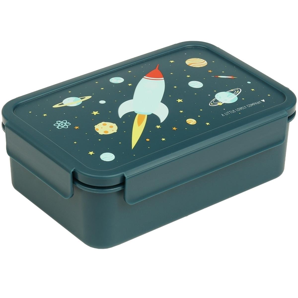 Lunch box Espace bleu, rouge, jaune, A LITTLE LOVELY COMPANY