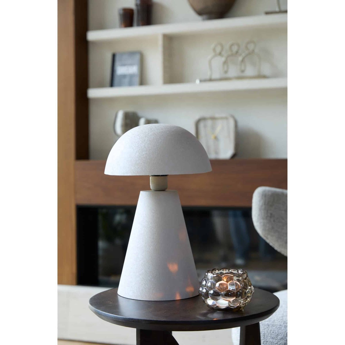 Lampe À Poser Métal SURRINA gris clair, LIGHT & LIVING 
