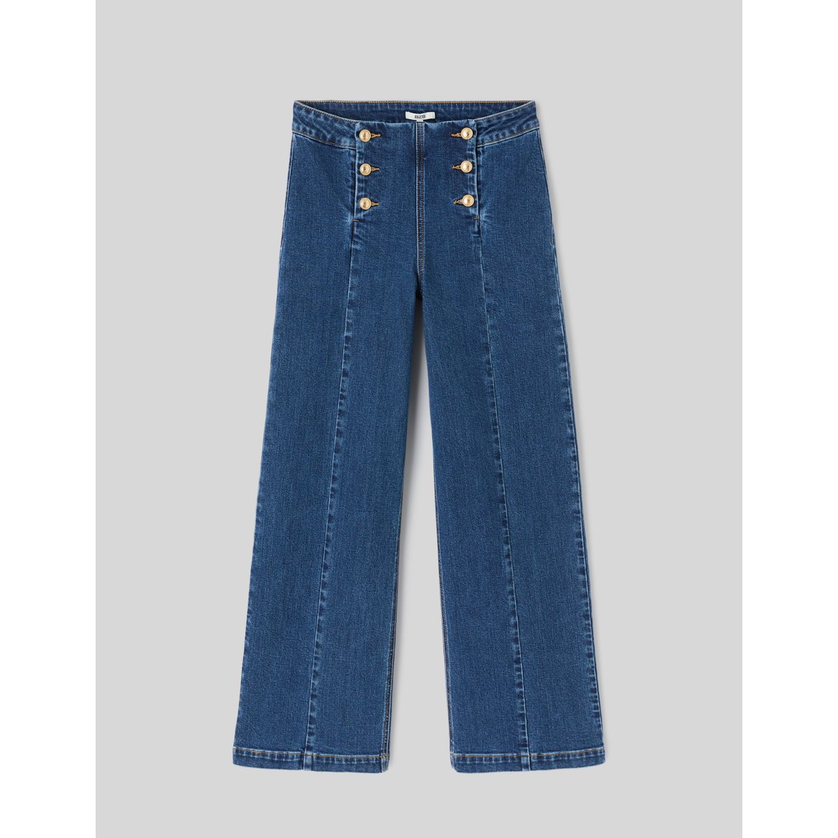 Jean wide leg boutonné bleu foncé, BZB