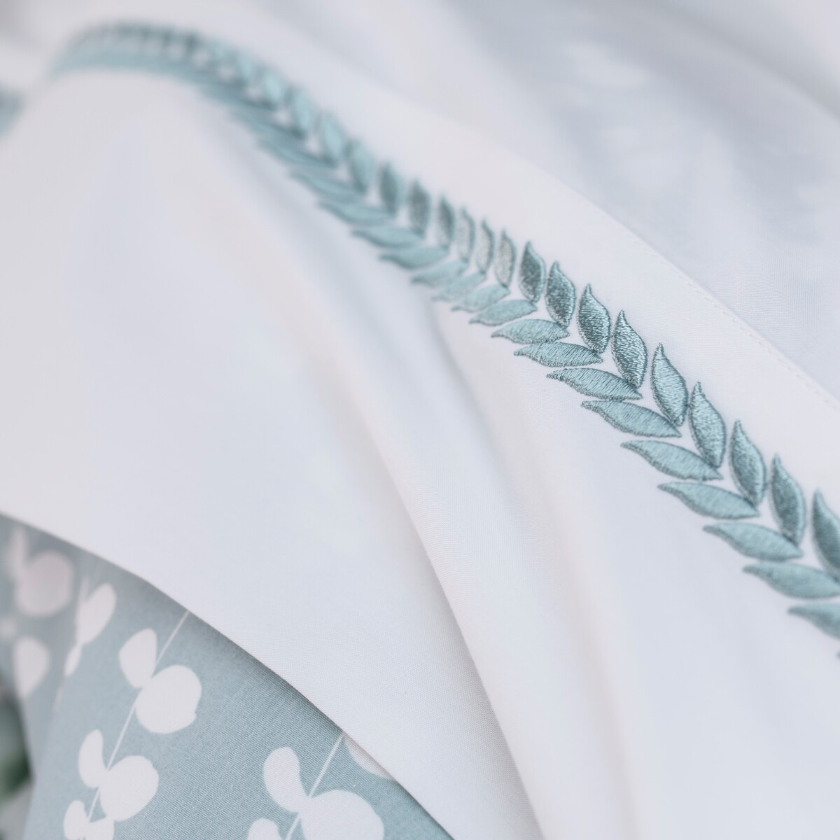 Drap Plat Percale De Coton - EUCALYPTUS motifs, TRADITION DES VOSGES