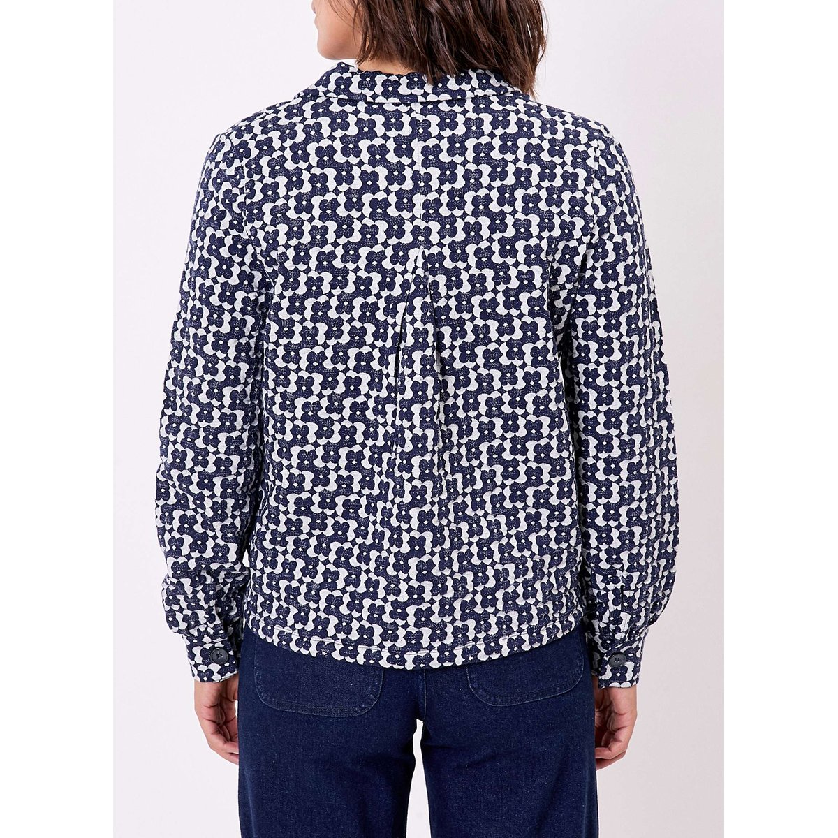 Veste maille jacquard bio SUMALI bleu navy, PRINCESSE NOMADE
