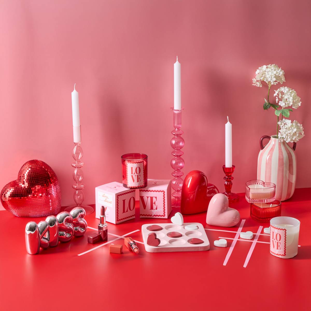 Bougie parfumée pot en verre à message LOVE blanc, ATMOSPHERA