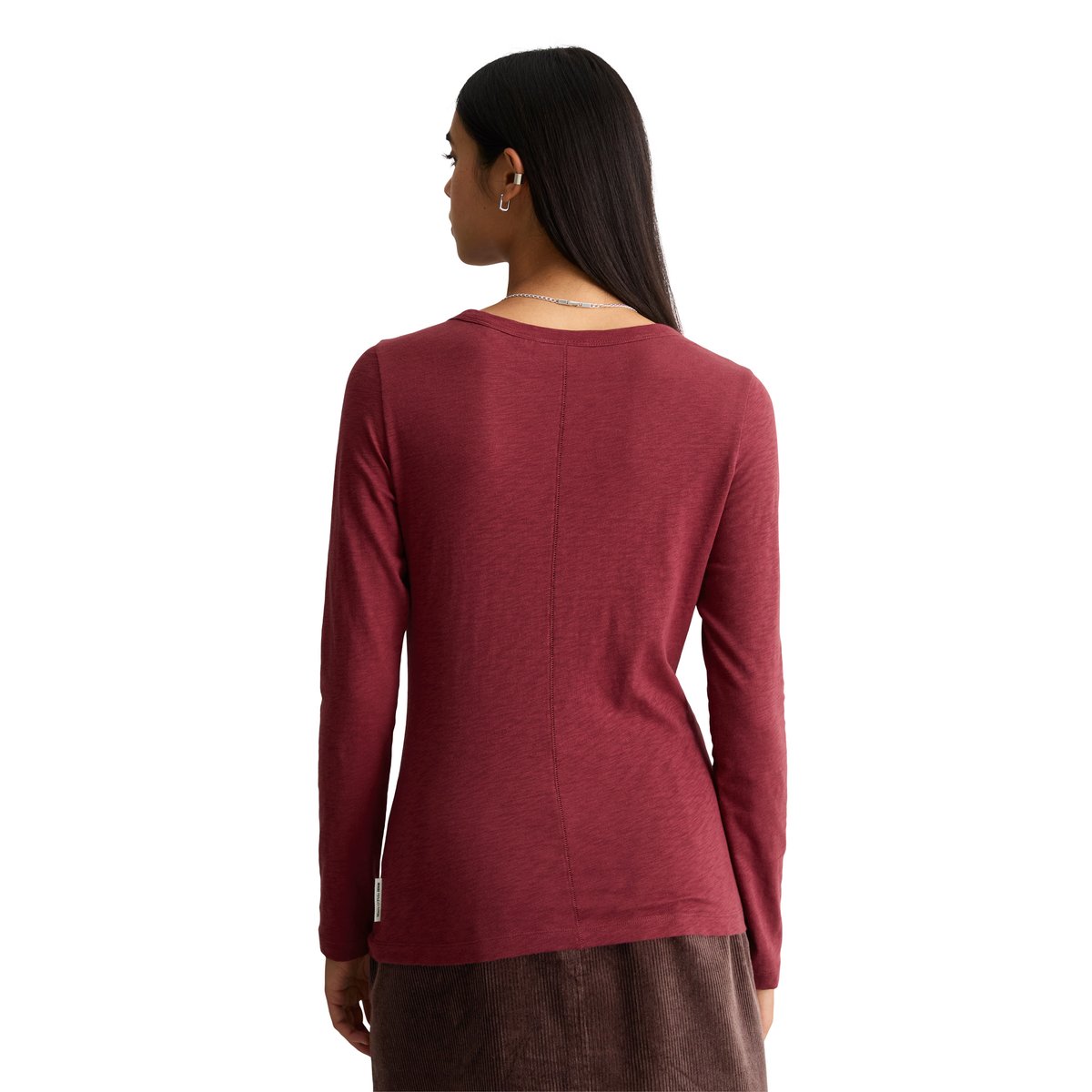 T-shirt à manches longues ajusté en jersey slub particulièrement doux rouge, MARC O’POLO DENIM