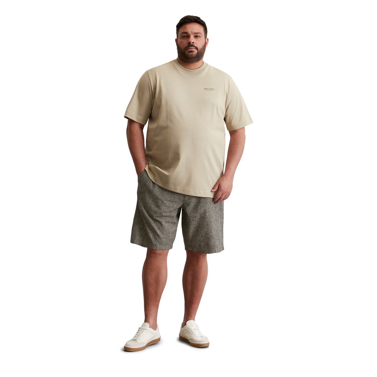 T-shirt relaxed avec un grand imprimé au dos beige, MARC O'POLO