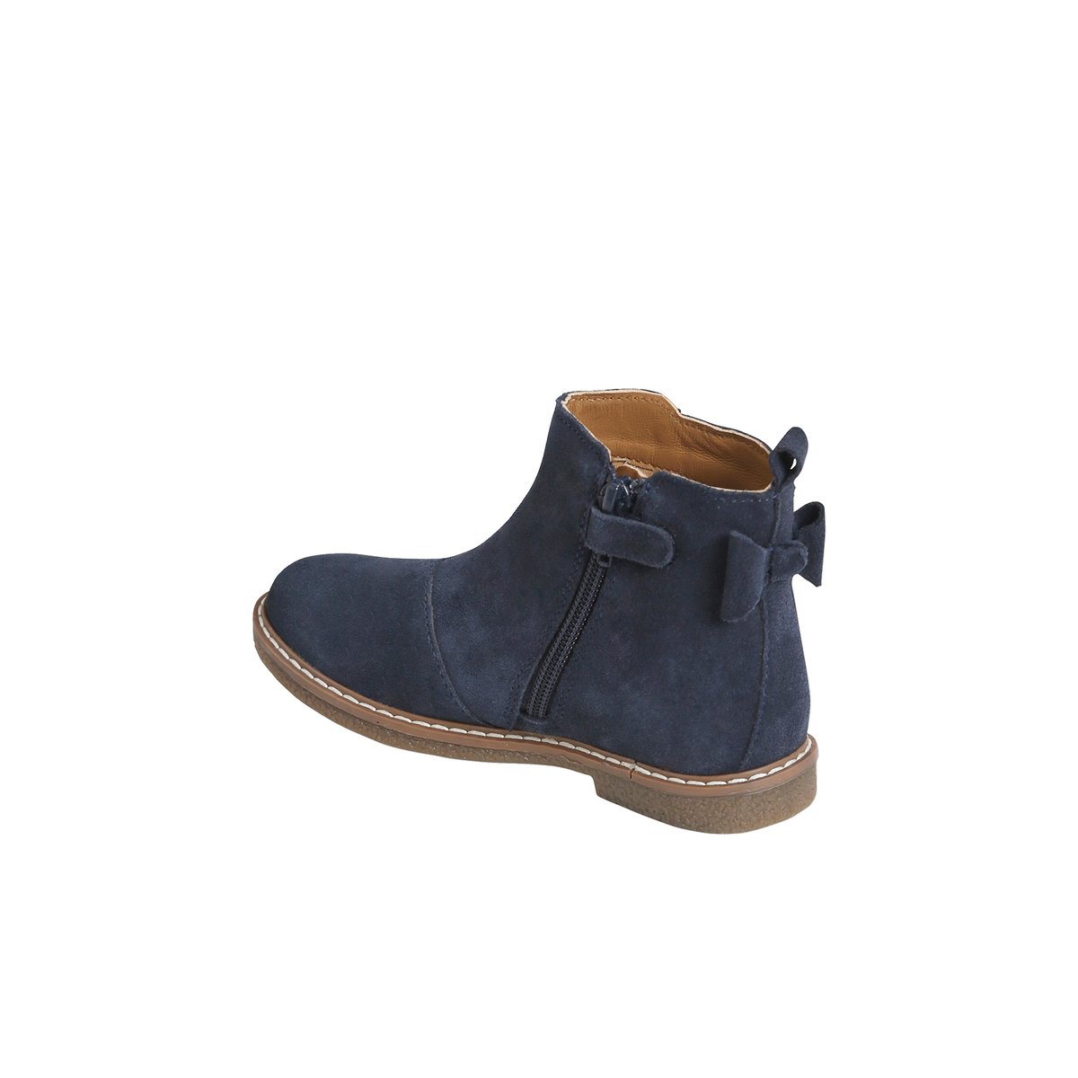 Boots cuir zippées marine, VERTBAUDET