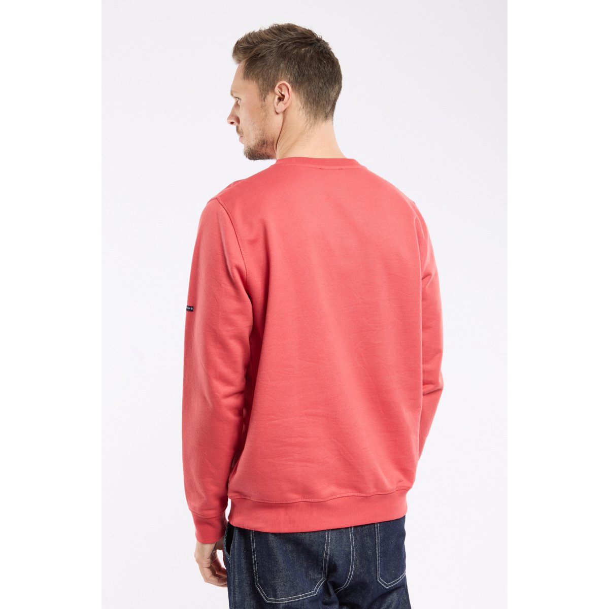 Sweat molletonné en coton cranberry, ARMOR-LUX