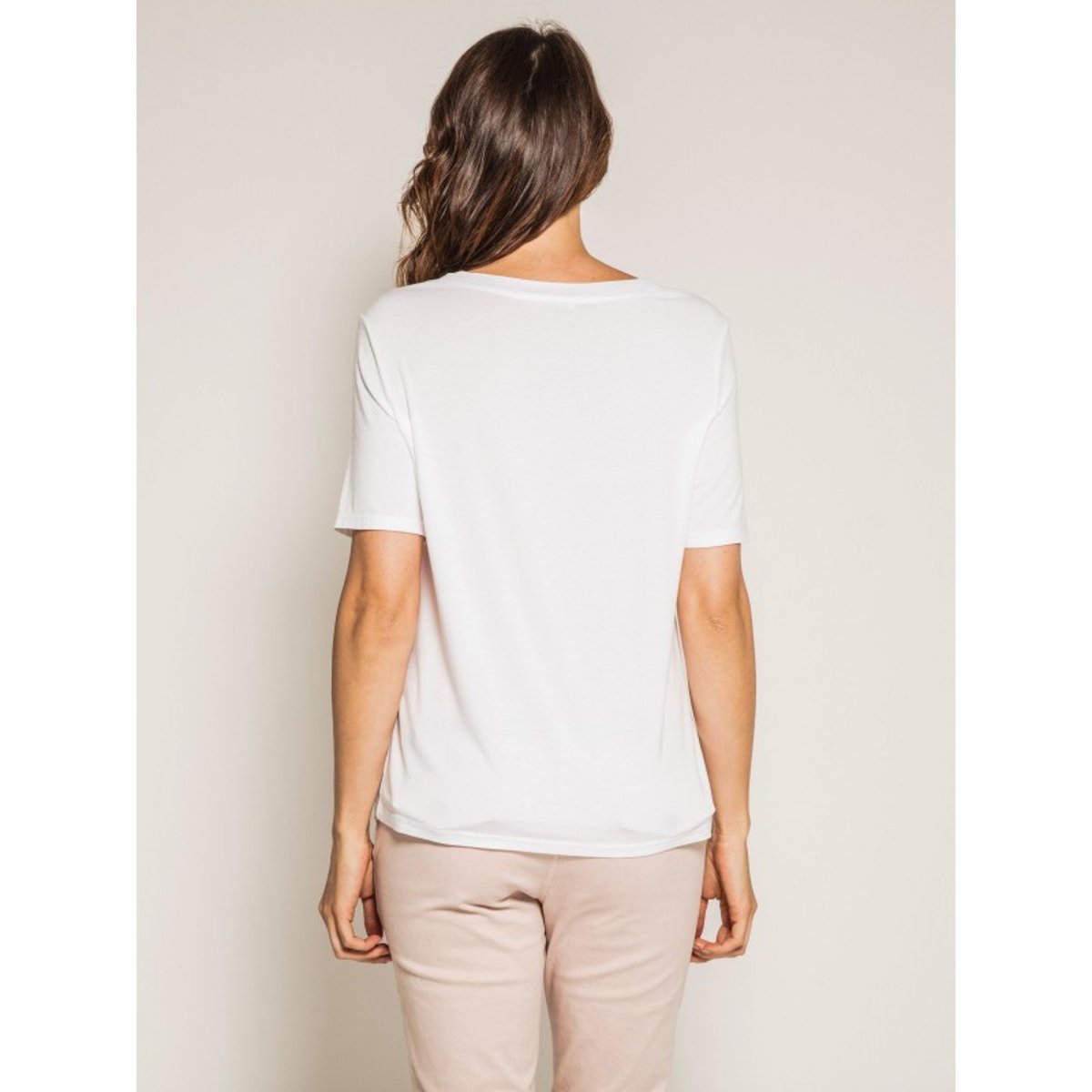 T-shirt Col Rond Avec Volant Firmini blanc, DONA LISA