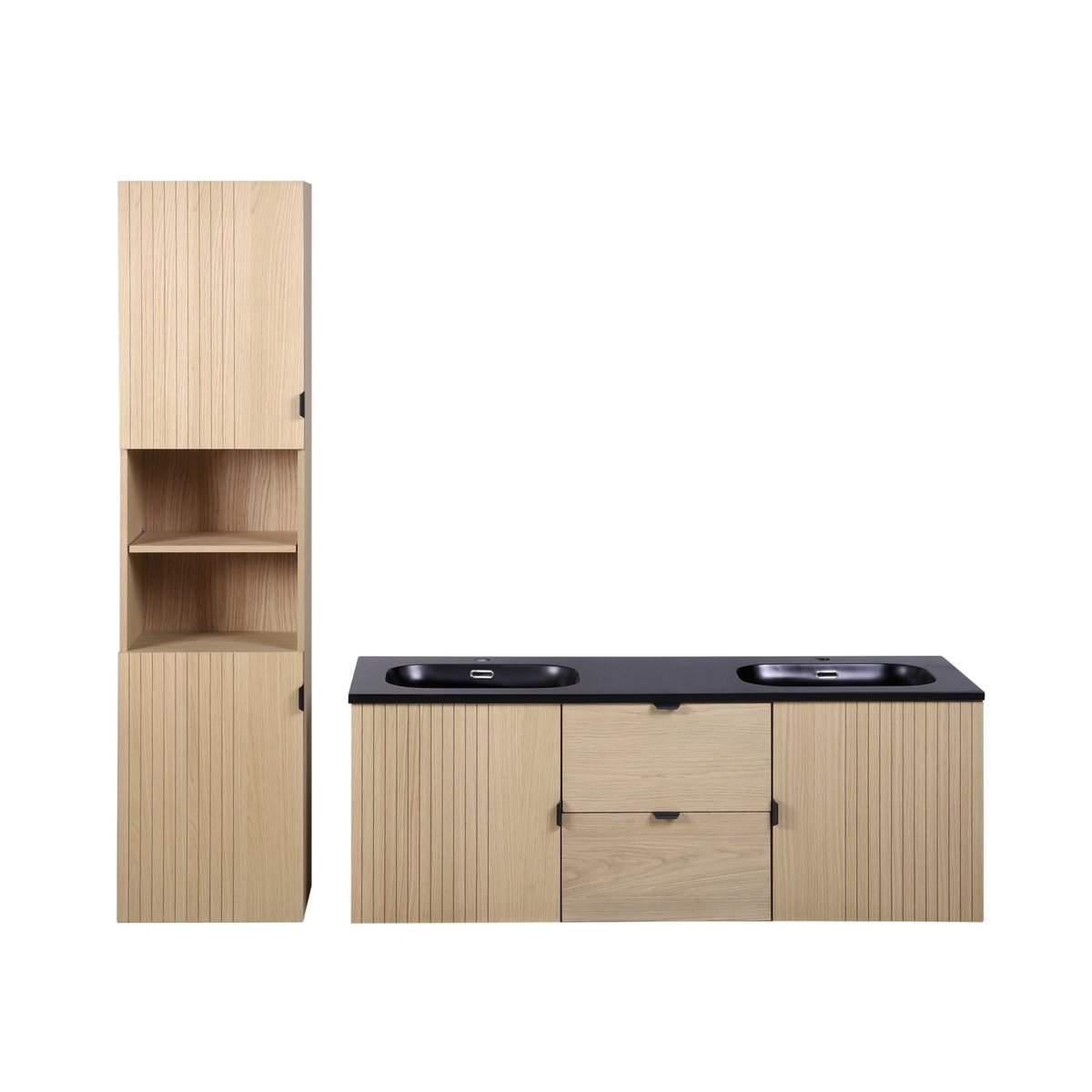 Meuble double vasque +colonne STUDIO bois clair, MOB IN