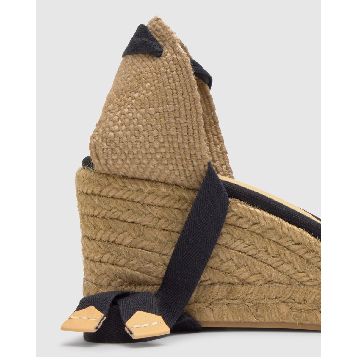 Espadrilles compensées en jute tressée à découpe en V CHIARA PLATFORM noir, CASTANER