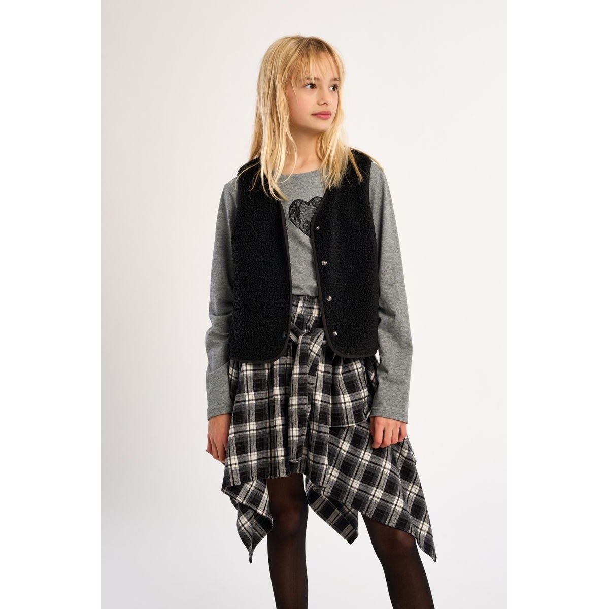 Veste sans manches, imitation mouton noir, MOLLY BRACKEN GIRL
