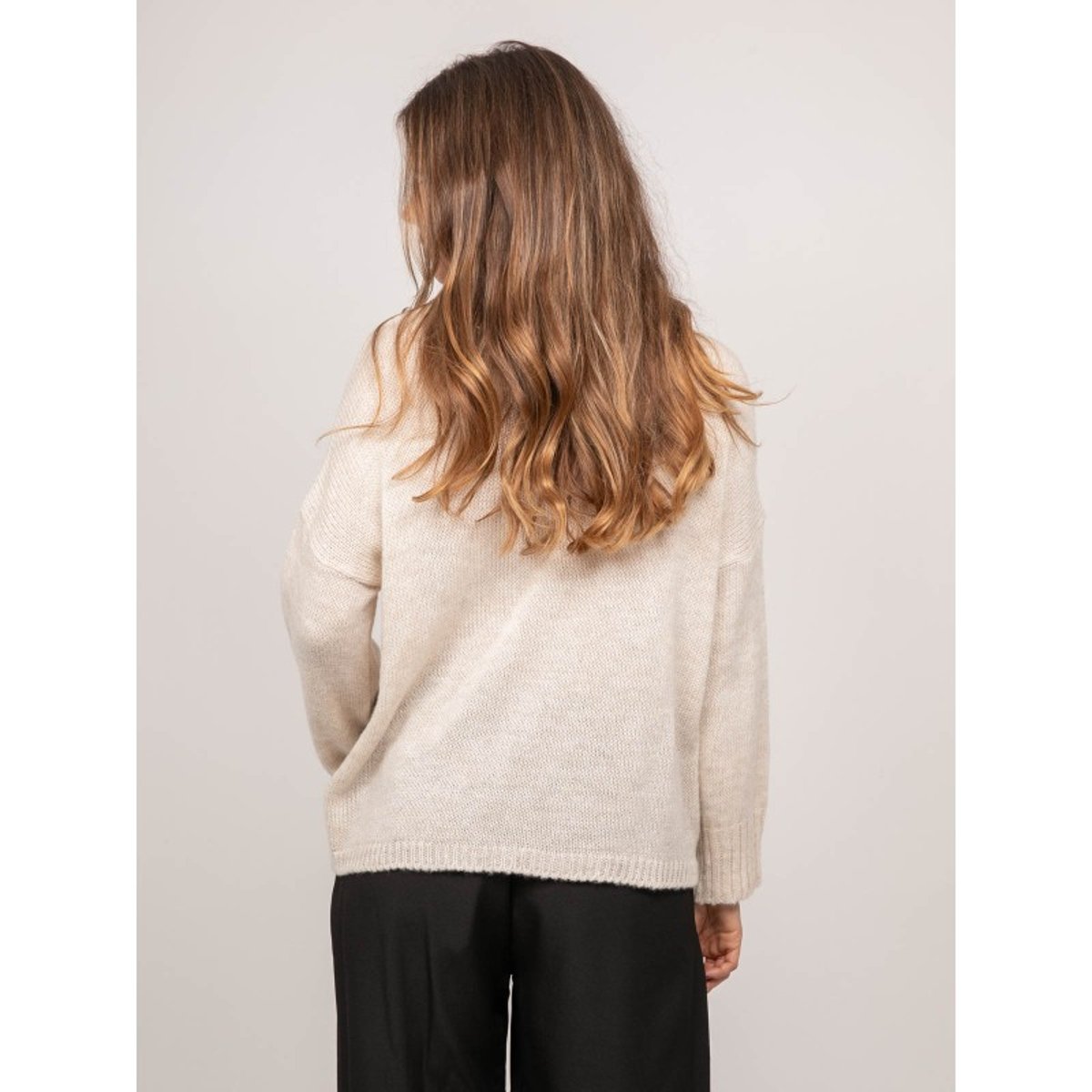 Pull Message Oversize Col Montant Kyline beige, DONA LISA