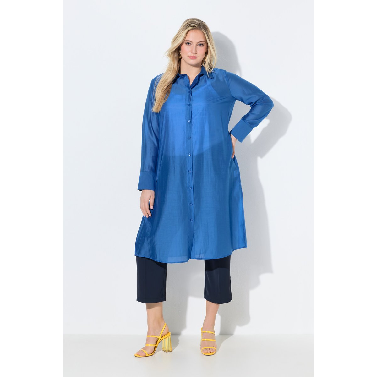 Longue blouse transparente bleu azur, ULLA POPKEN