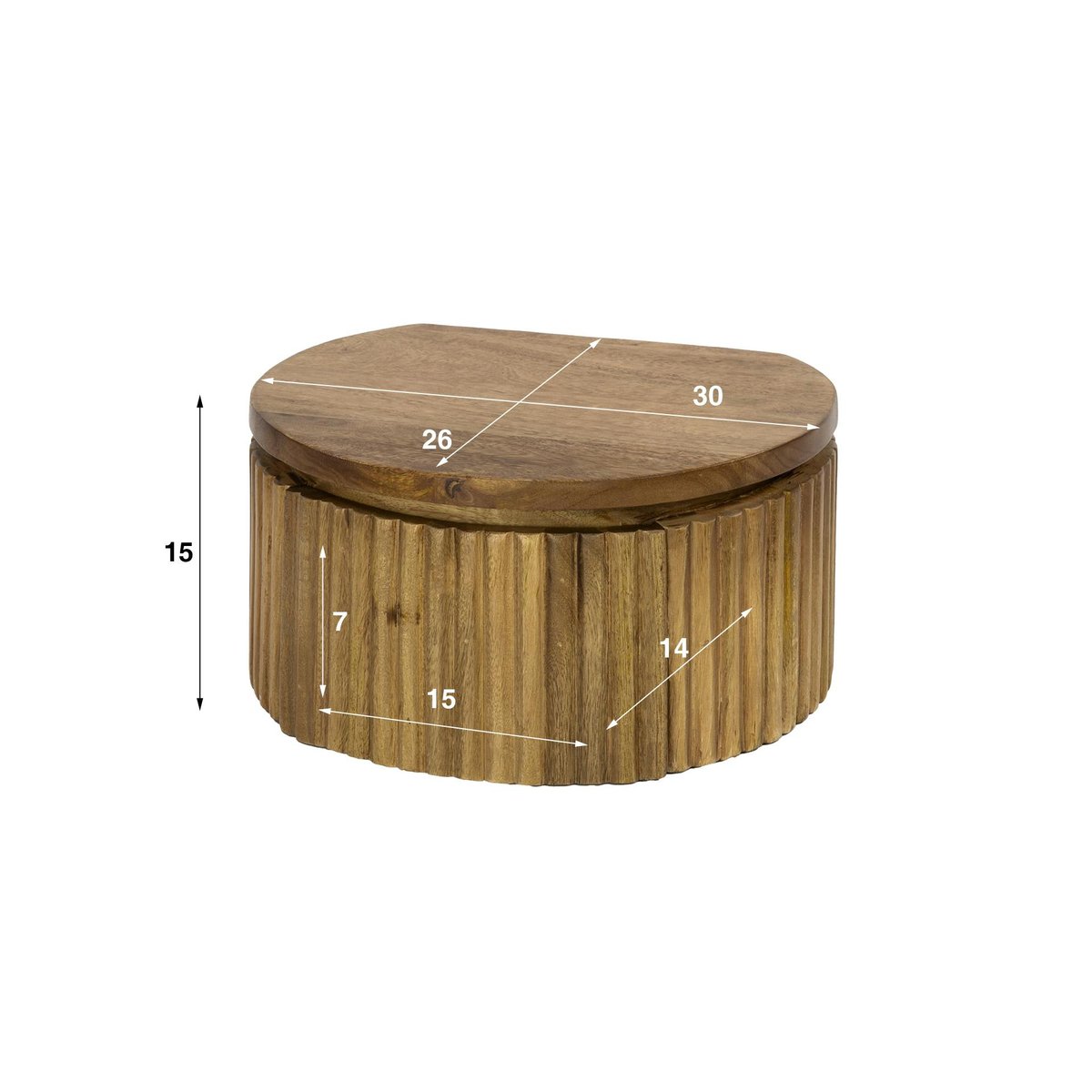 Table de nuit murale en bois rainuré – ronde, 30 cm DELHI bois naturel, PIER IMPORT