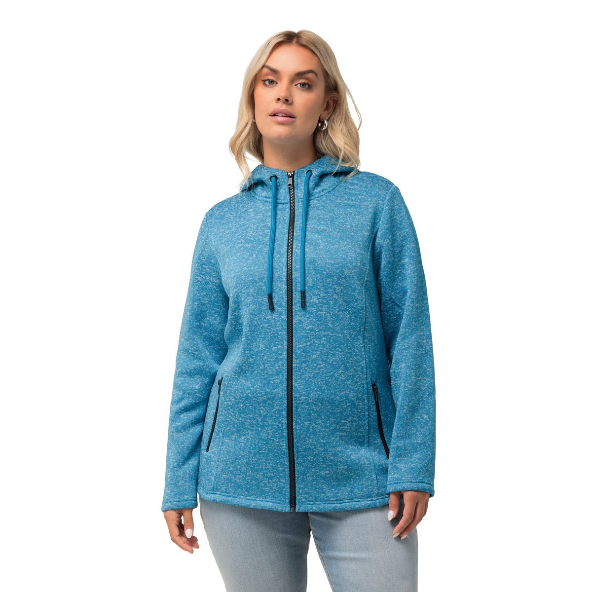 Veste en maille polaire, capuche aqua, ULLA POPKEN