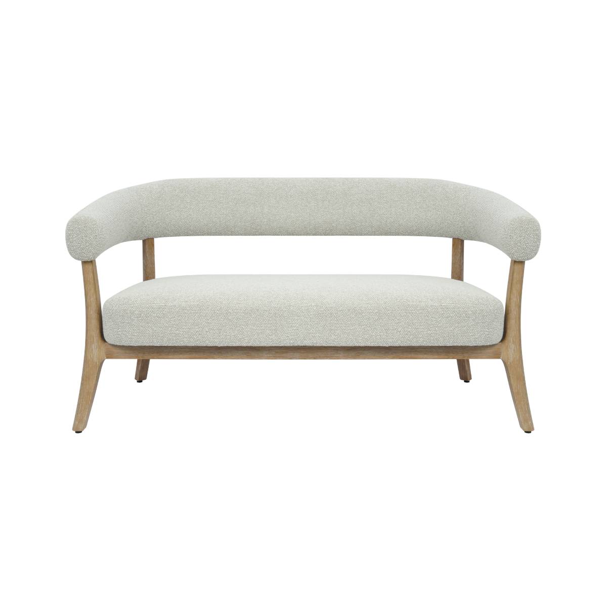 Banc en tissu et bois massif FREYA blanc, MADE IN MEUBLES 