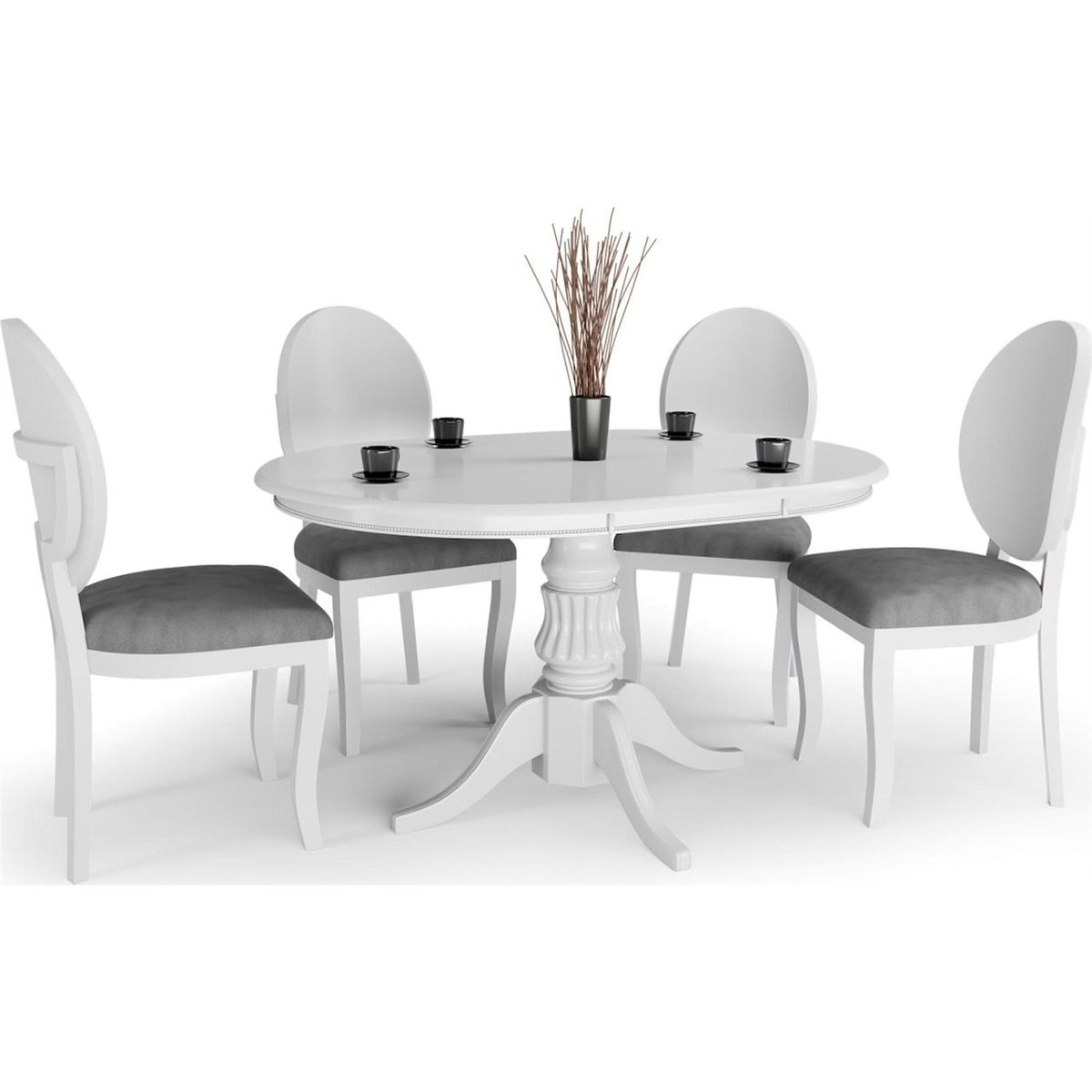 Table extensible ronde, Collection VALLE blanc, RECOLLECTION