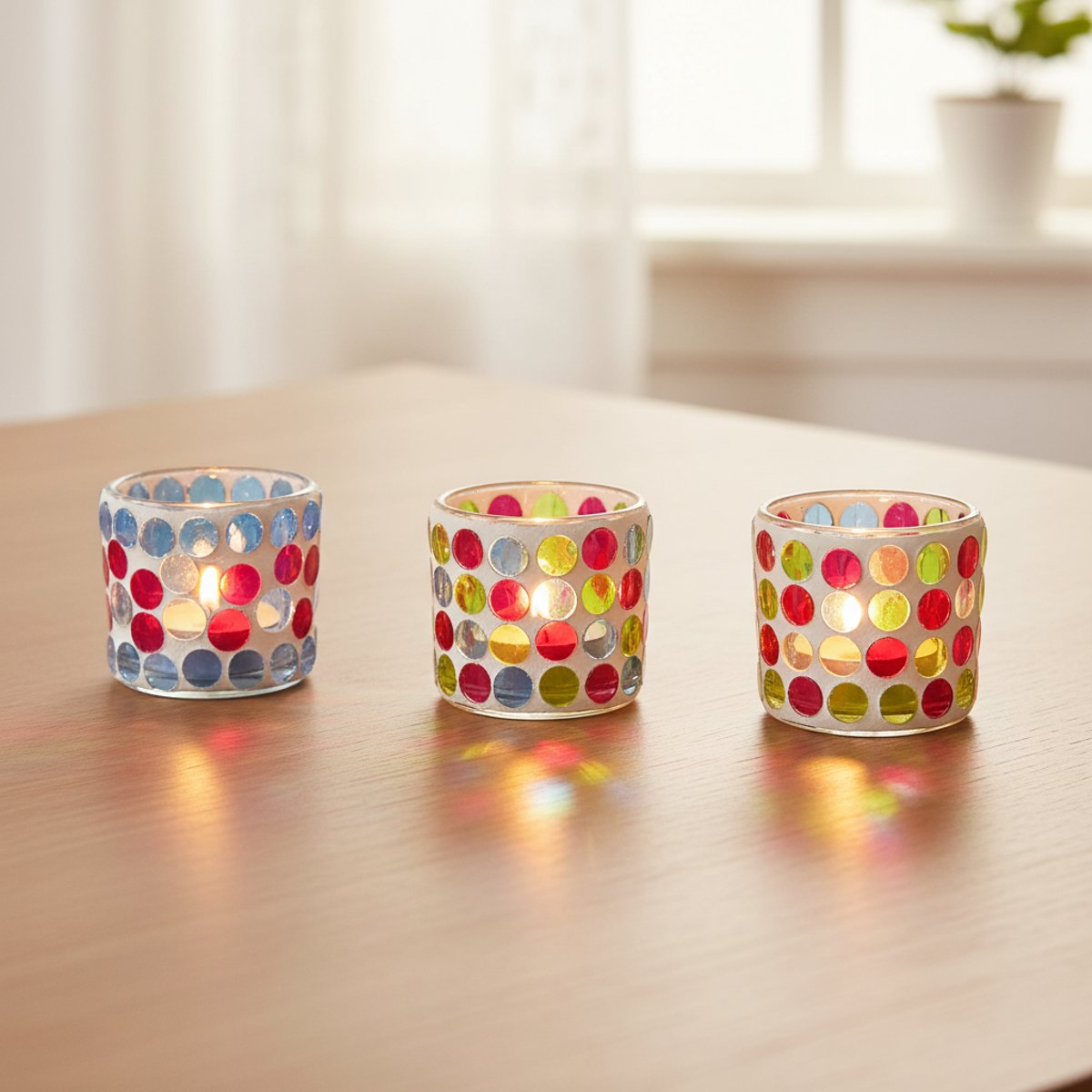 Set de 3 photophores décoratifs en verre H5 bleu, SIA DECO