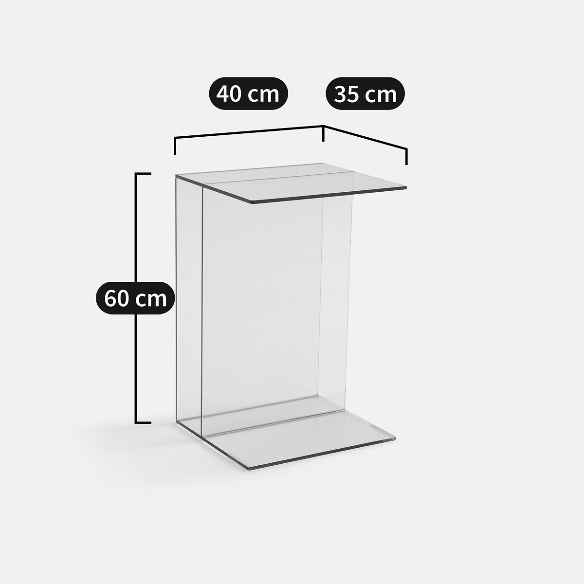 Bout de canapé en verre trempé, 1 niche, LIVIA transparent, LA REDOUTE INTERIEURS