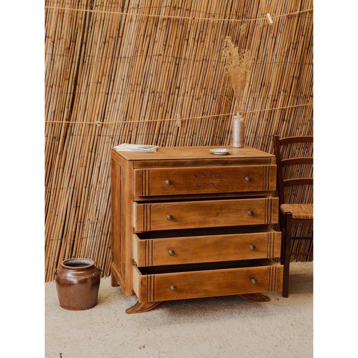 Commode en bois Garance N°765 - Bon état bois clair, DEBONGOUT