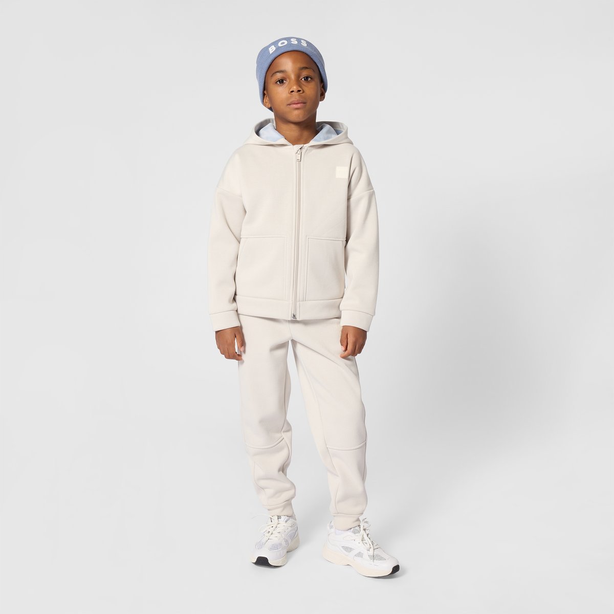 Cardigan à capuche ecru puce, BOSS KIDSWEAR