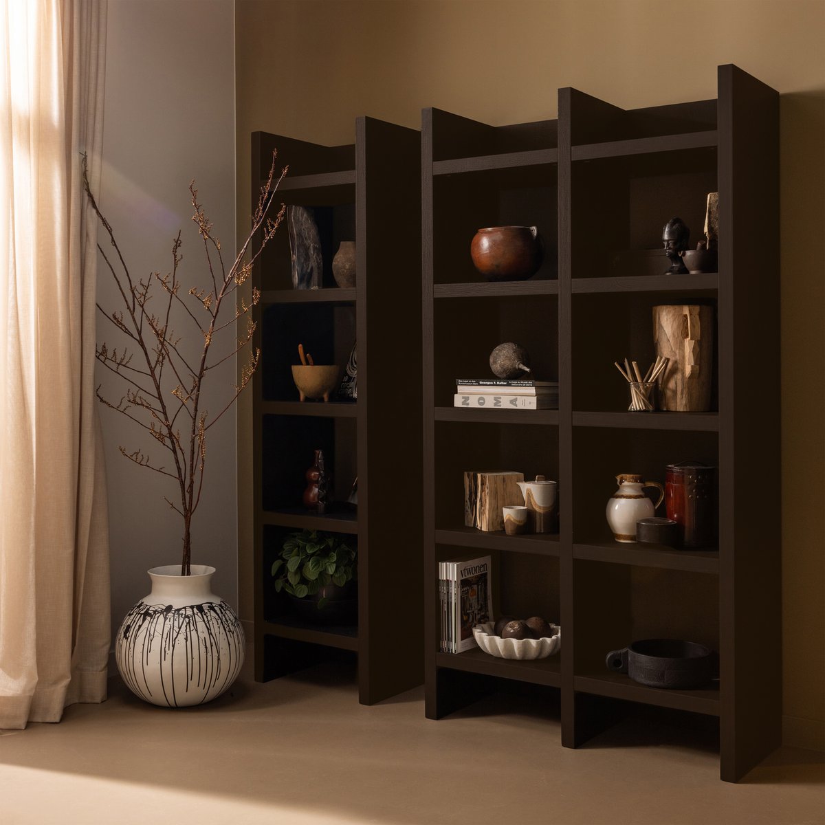 Armoire ouvert large en bois TIMO marron foncé, WOOOD