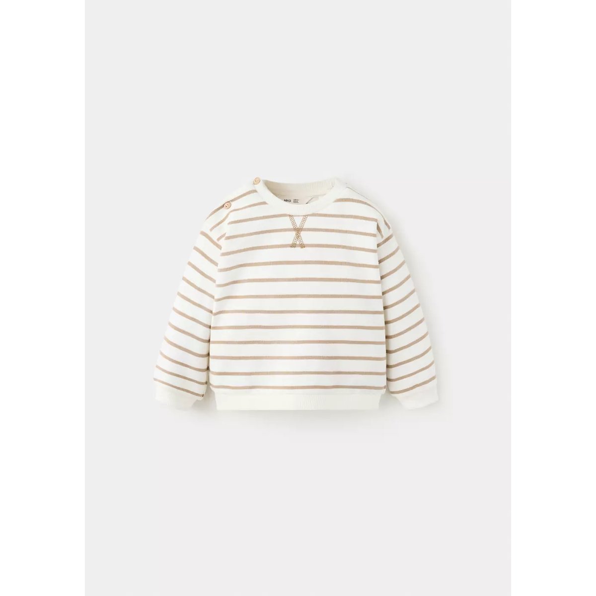 Sweat-shirt coton rayures blanc cassé, MANGO BABY